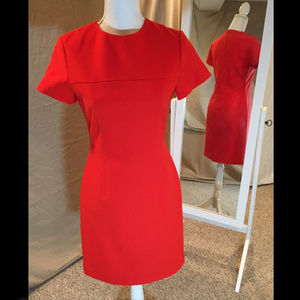 Bright reddish orange Mignon Doo short-slv dress